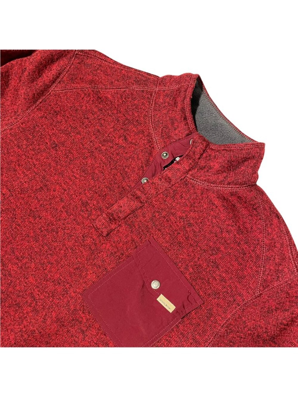 Woolrich Men’s 1/4 Snap Button Pullover Sweater Jacket Red • Medium